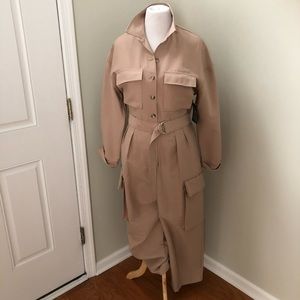 Frankie Shop Designer Cargo Jumpsuit Beige w/ belt size medium